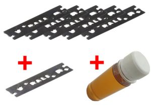 Pack 48mm : 5 lames chrome + 1 lame carbure + huile